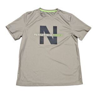 Nautica 1983 Men's Gray Short Sleeve Casual Pullover Crew Neck Shirt Size Large